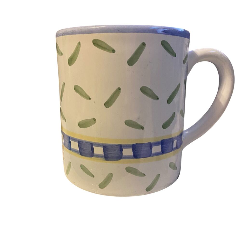 Williams-Sonoma Tournesol Mug Made in Italy Vintage 1998 Green Blue Yellow